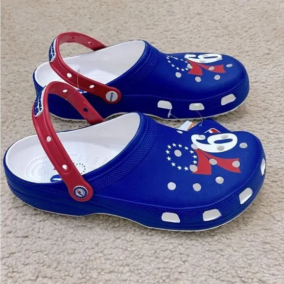 NWT Crocs Blue Red NBA Philadelphia 76ers Classic Clogs Unisex Sz M11.0/W13.0 - Picture 2 of 7